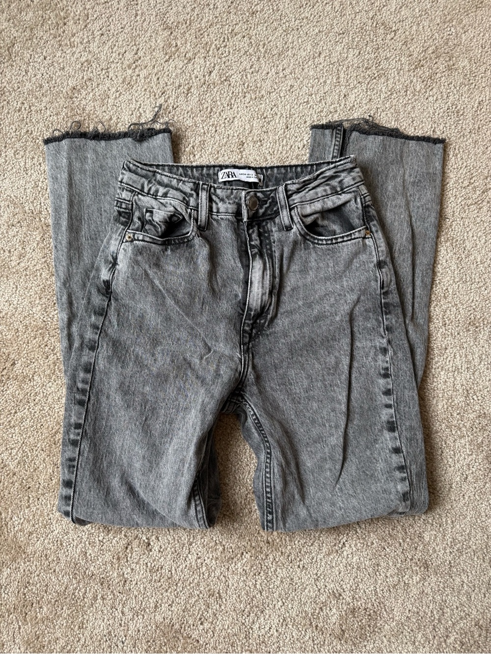 ZARA Black-Grey Washed High-Rise Jeans